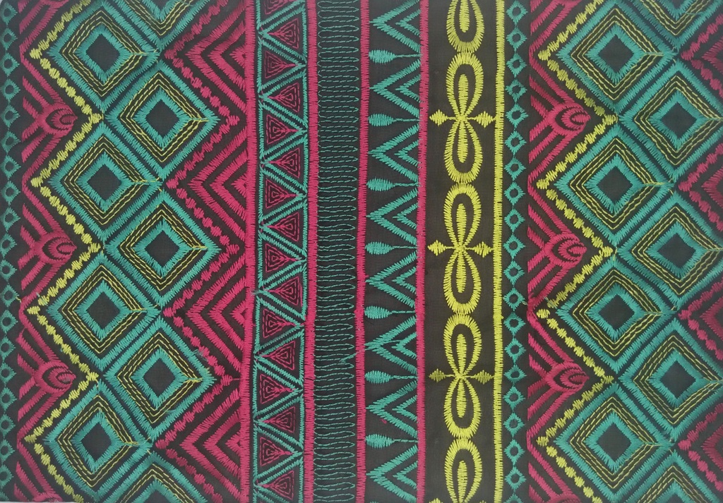 Gasa bordado étnico multicolor