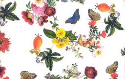 [201] Seda blanca flores multicolor